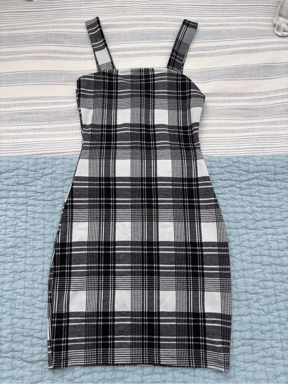 H&M Black and White Plaid Mini Dress